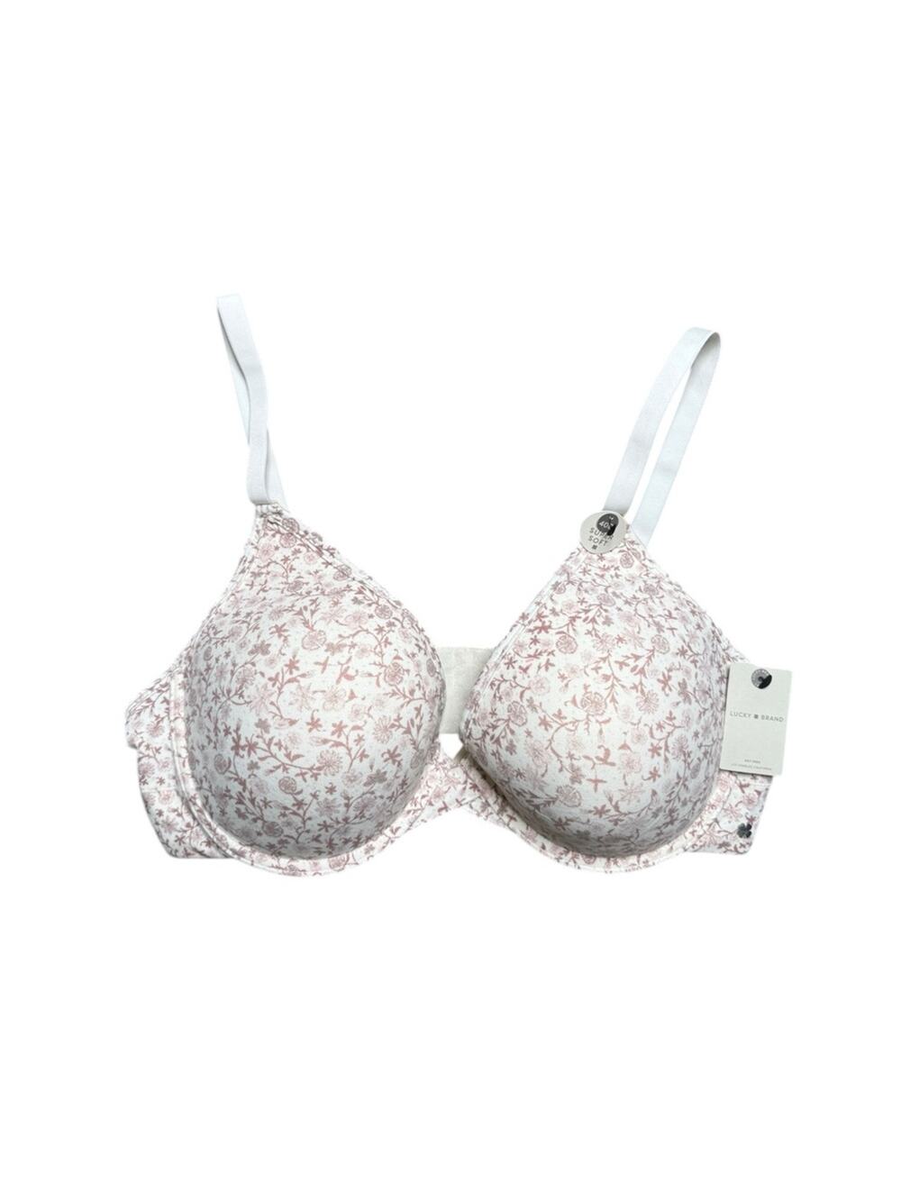 Lucky Brand 40D bra pink white floral lightly lined underwire NWT
